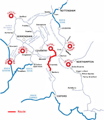 The Banbury And Return From Rugby.php cruising route map