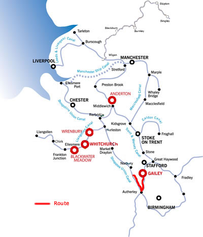 The Staffordshire Countryside From Gailey.php cruising route map